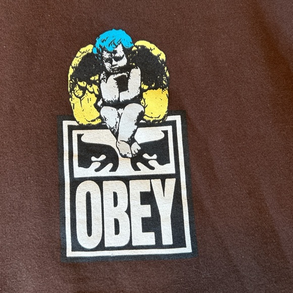 Obey fallen angels men's brown hoodie - Picture 3 of 4